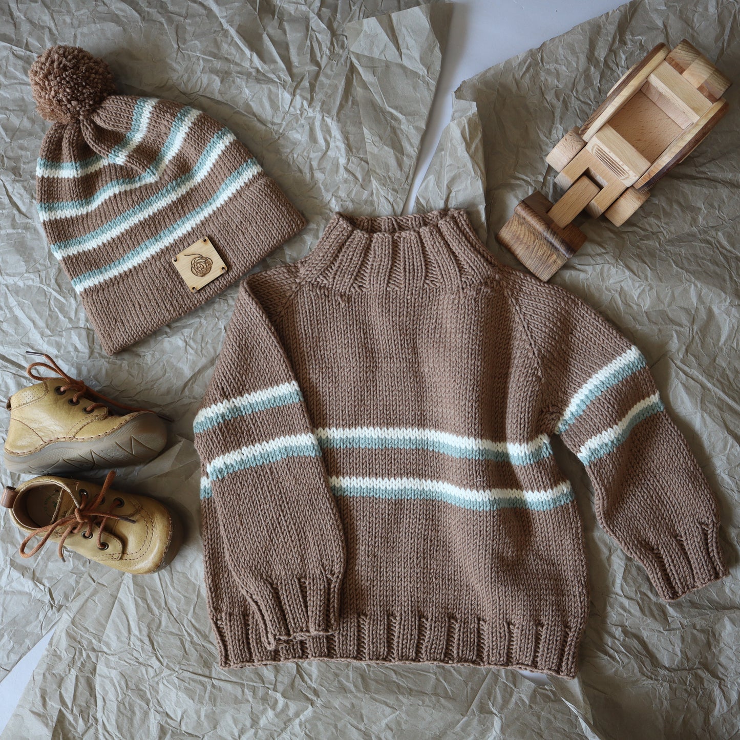 70's Set - Pullover und Mütze für Kinder