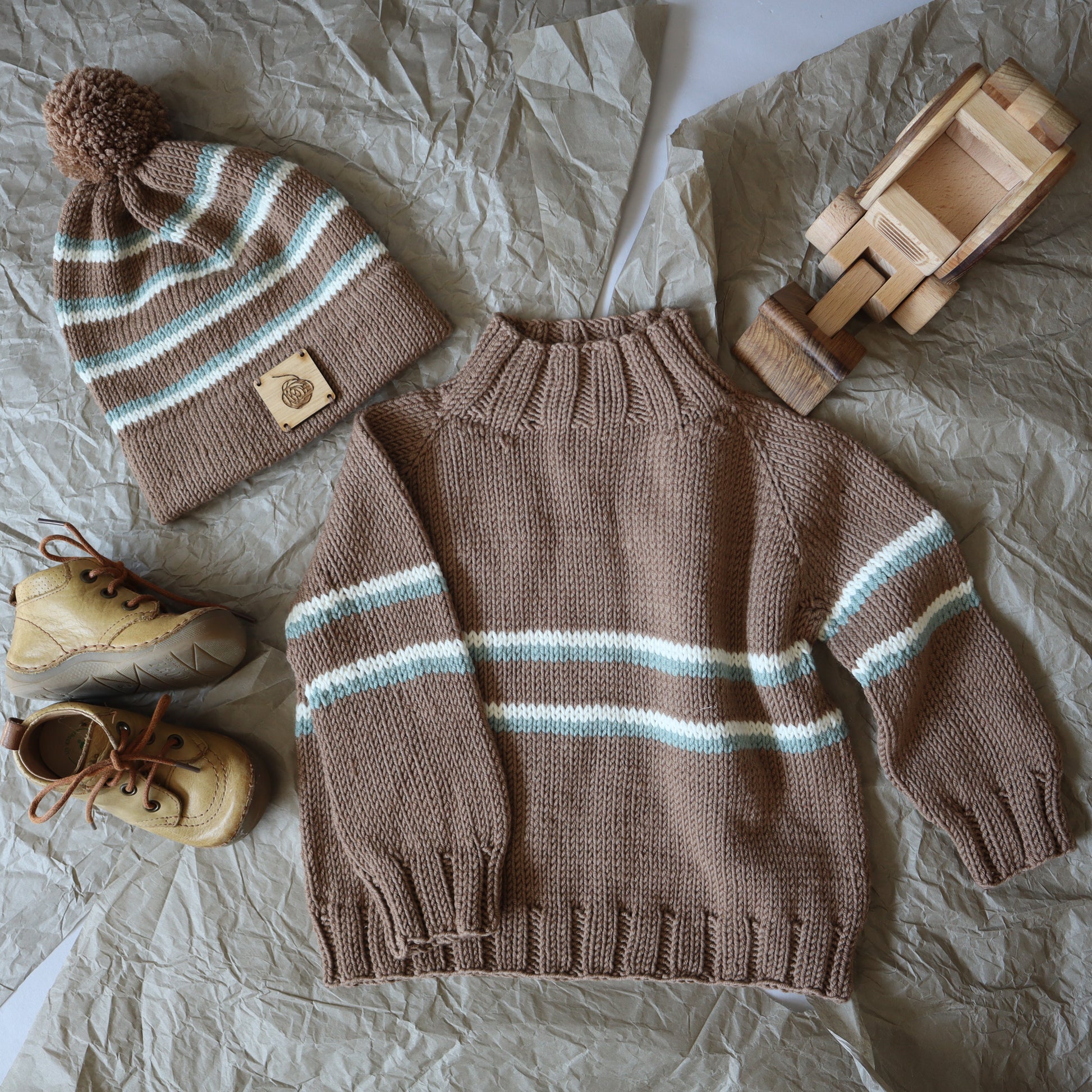 70's Set - Pullover und Mütze für Kinder